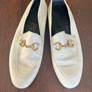 Gucci horsebit accent cream leather loafer